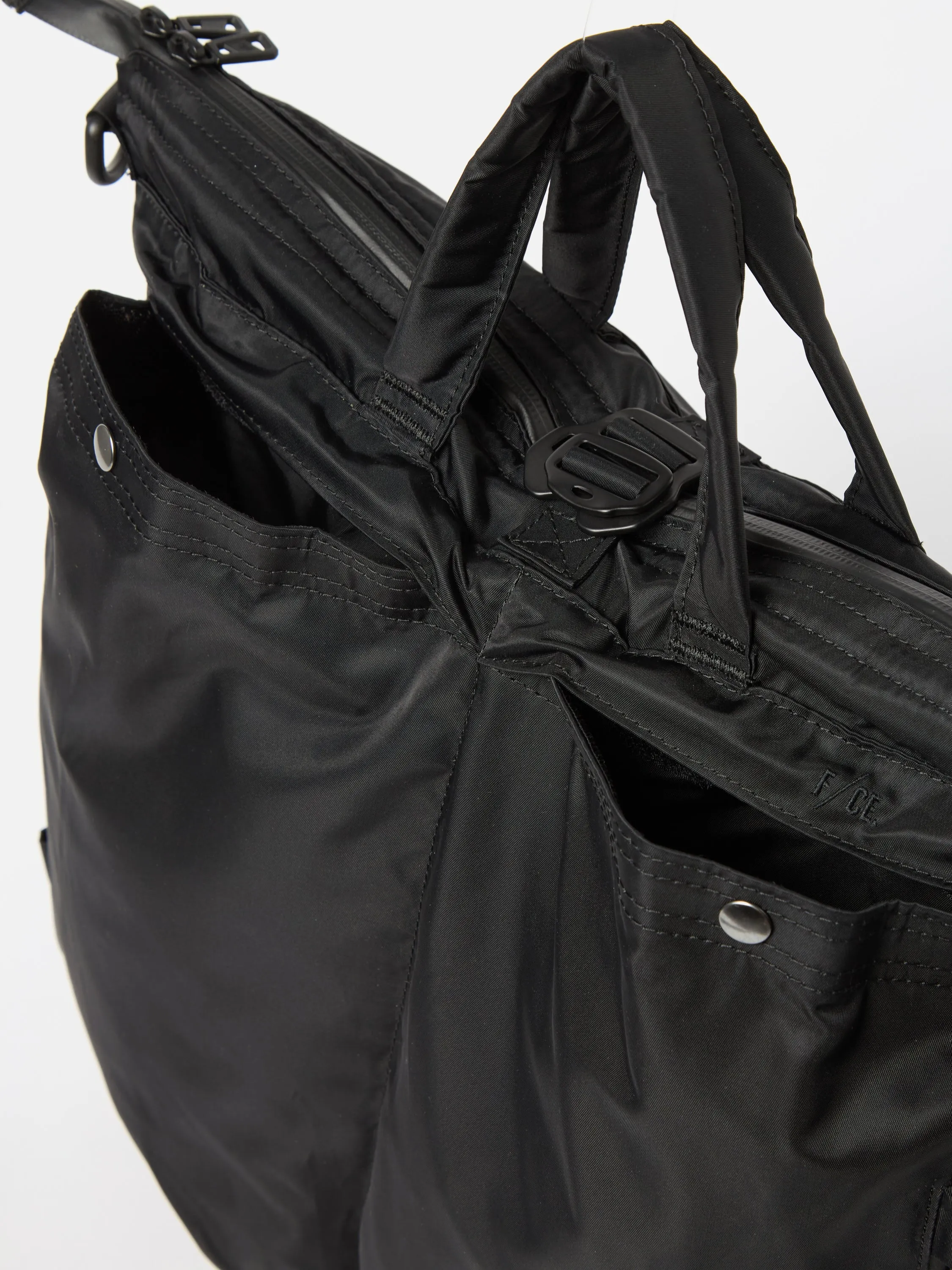 F/CE. 3-Way Helmet Bag in Black Recycled Twill