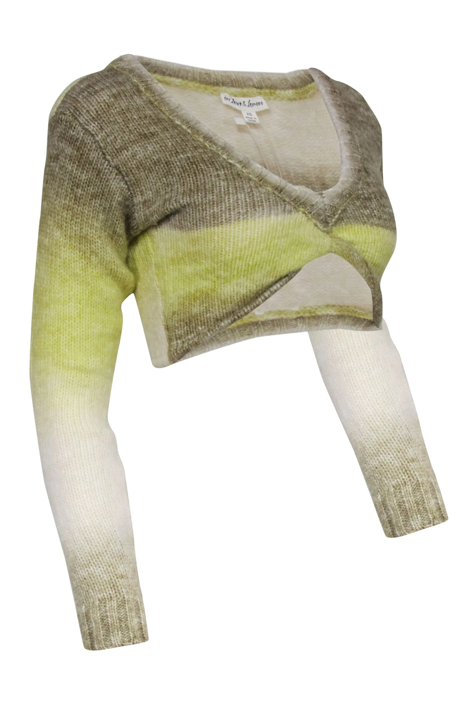 For Love & Lemons - Light Yellow Green Cropped Sweater Sz XS