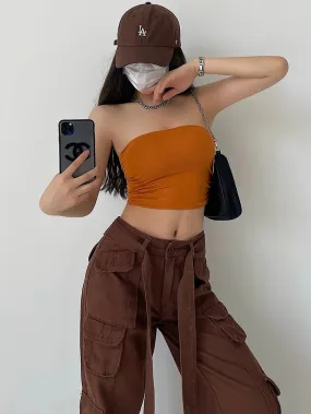 Halia Solid Color Sleeveless Tube Cropped Top