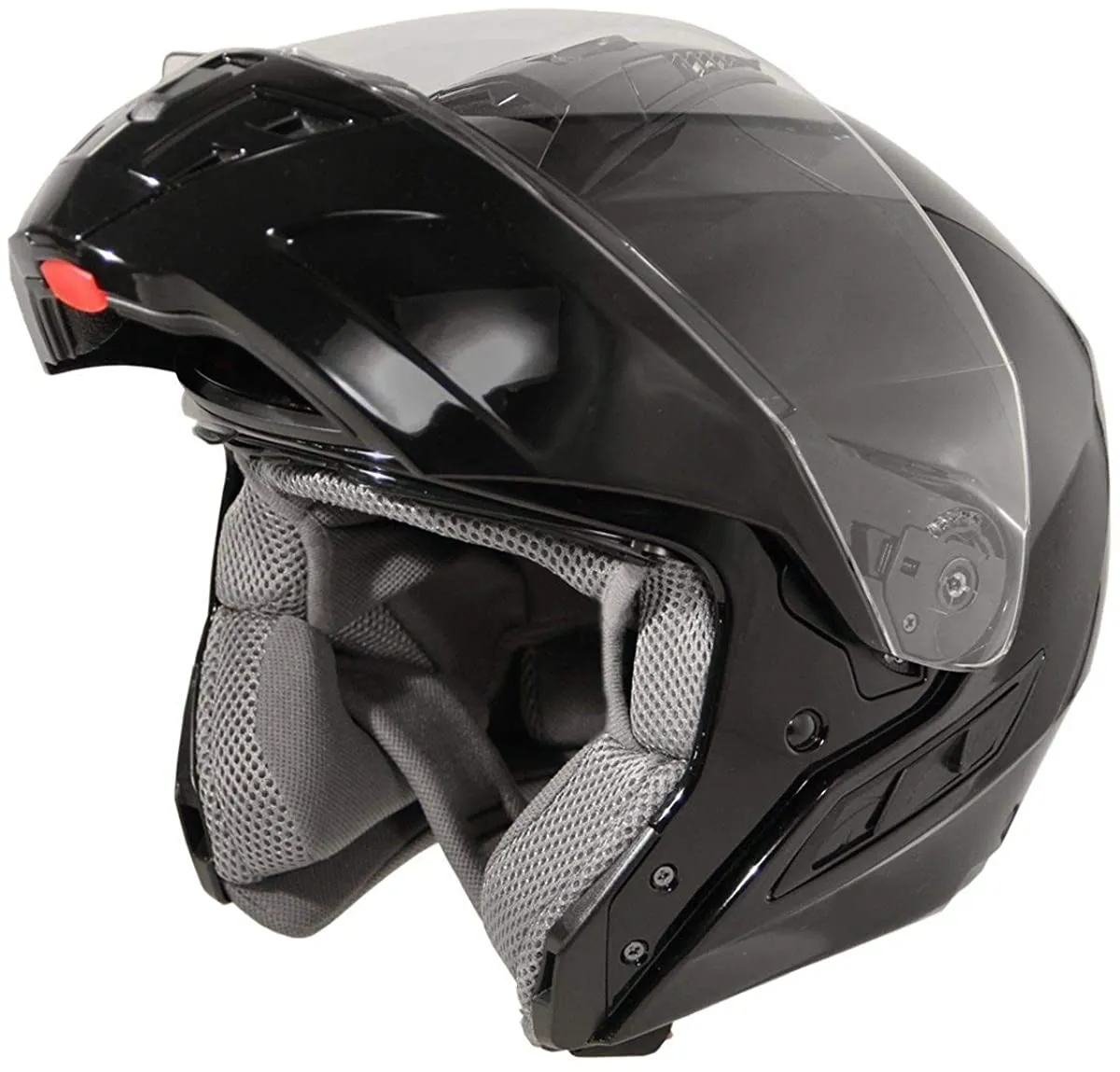 HAWK Helmets FX ST 11121 Glossy Black Modular Motorcycle Full Face Helmet for Men & Women with Dual Flip Up Sun Visor DOT Approv