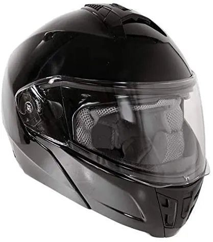 HAWK Helmets FX ST 11121 Glossy Black Modular Motorcycle Full Face Helmet for Men & Women with Dual Flip Up Sun Visor DOT Approv