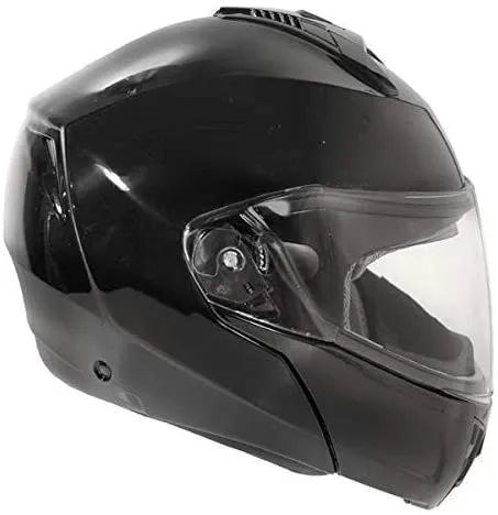 HAWK Helmets FX ST 11121 Glossy Black Modular Motorcycle Full Face Helmet for Men & Women with Dual Flip Up Sun Visor DOT Approv