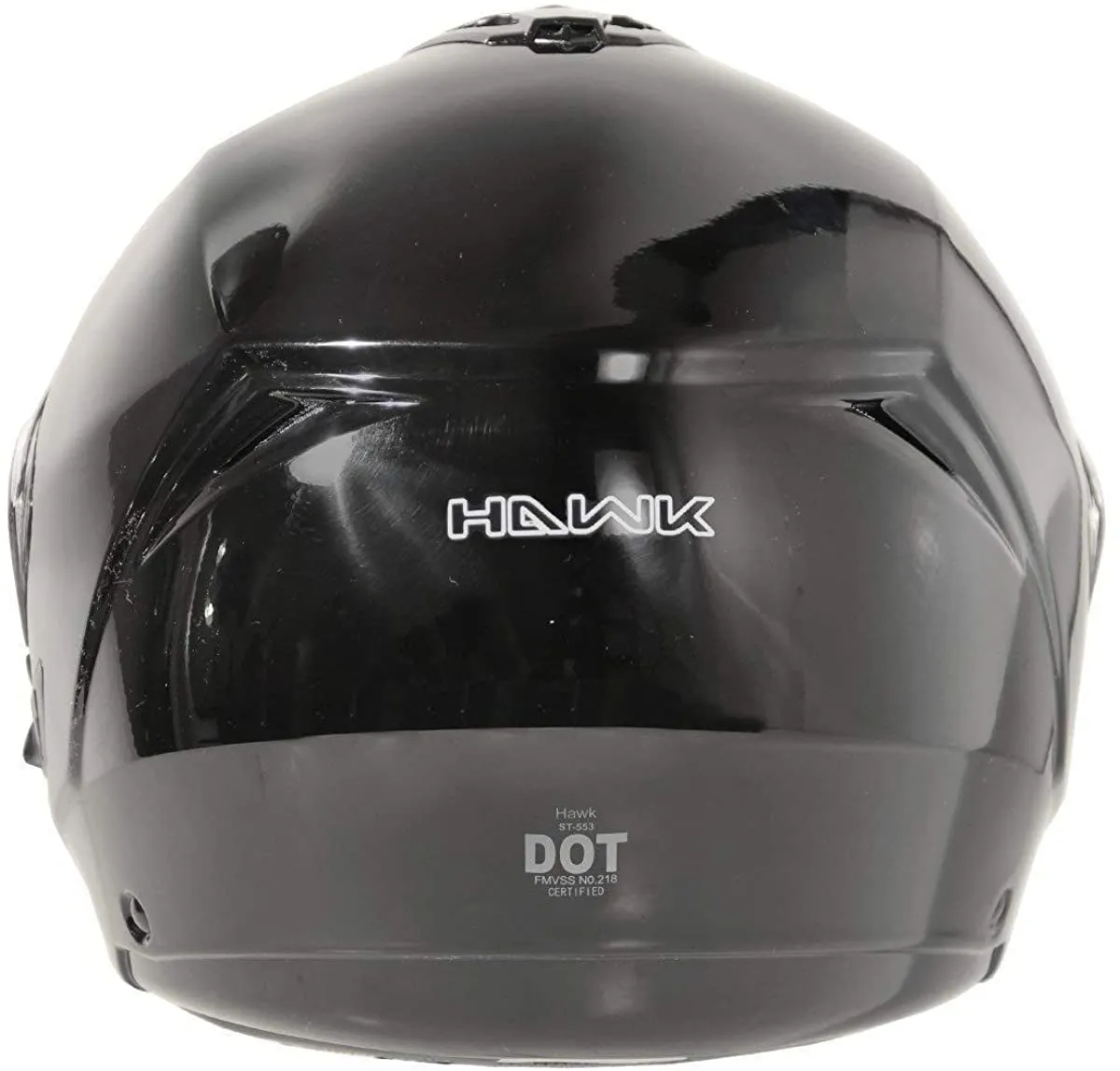 HAWK Helmets FX ST 11121 Glossy Black Modular Motorcycle Full Face Helmet for Men & Women with Dual Flip Up Sun Visor DOT Approv