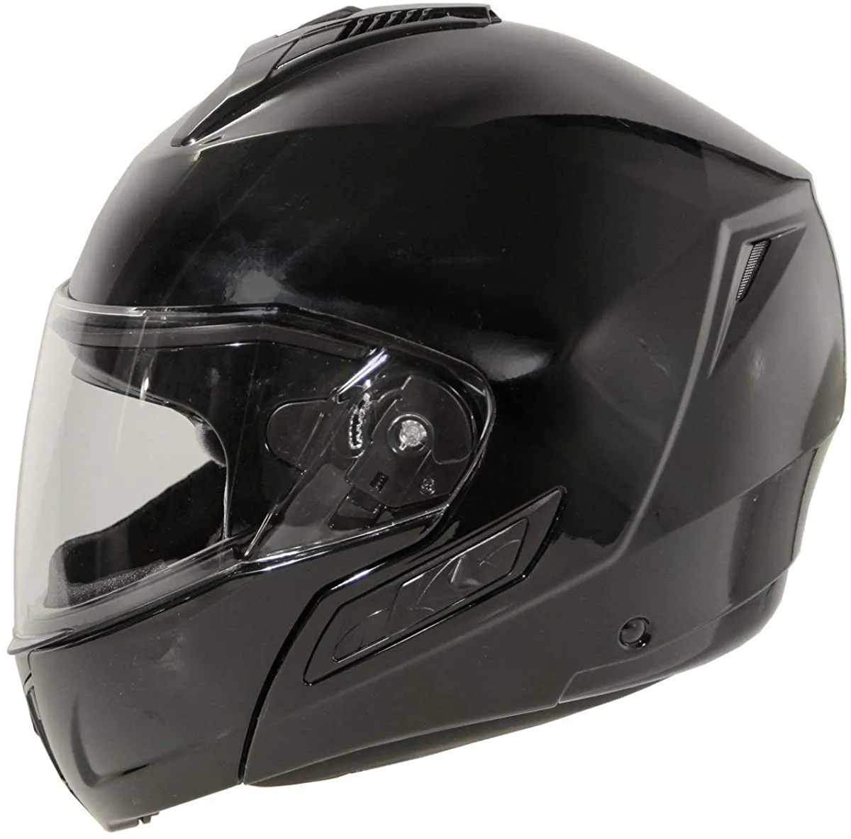 HAWK Helmets FX ST 11121 Glossy Black Modular Motorcycle Full Face Helmet for Men & Women with Dual Flip Up Sun Visor DOT Approv