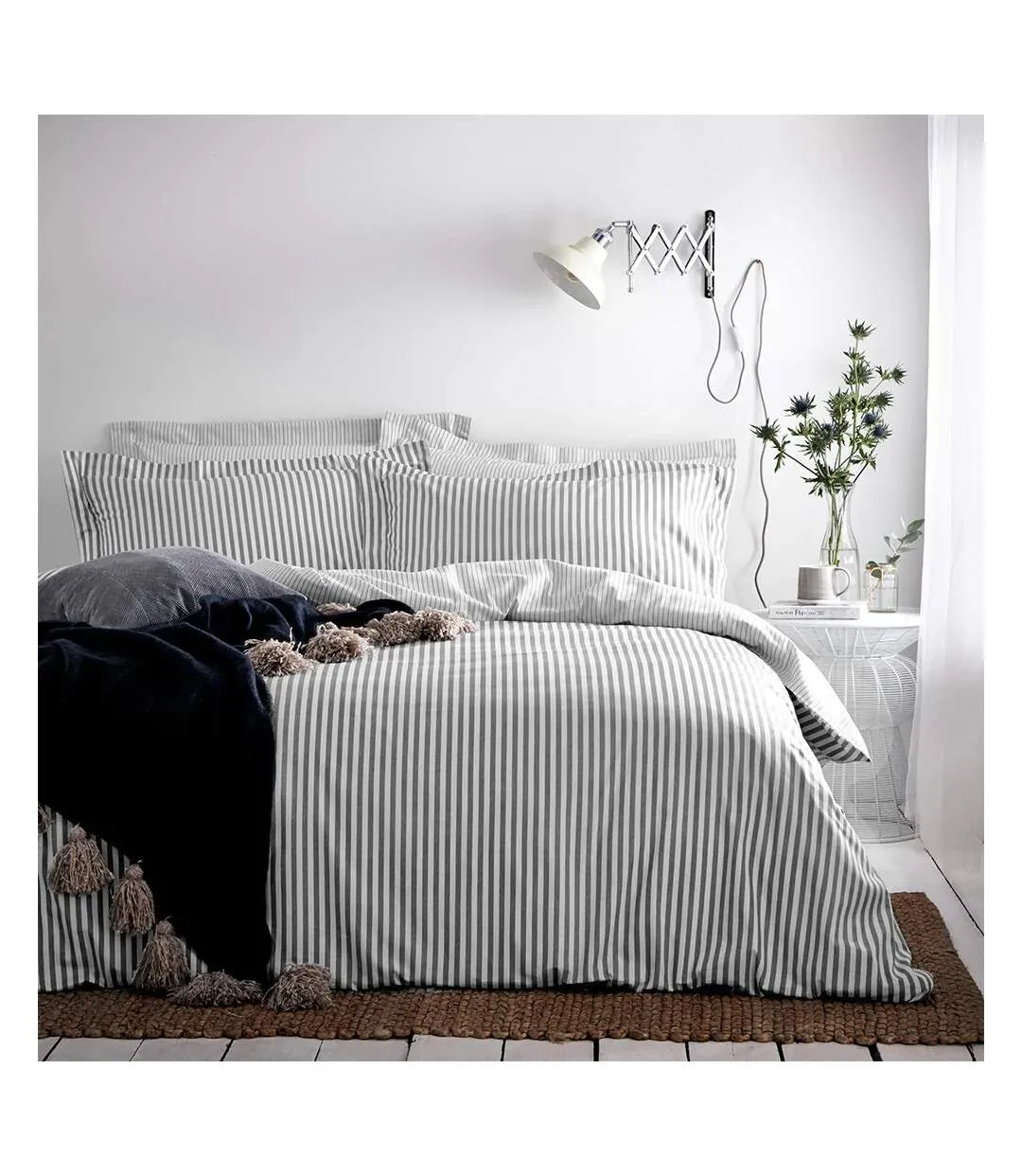 Hebden melange stripe duvet cover set eucalyptus The Linen Yard