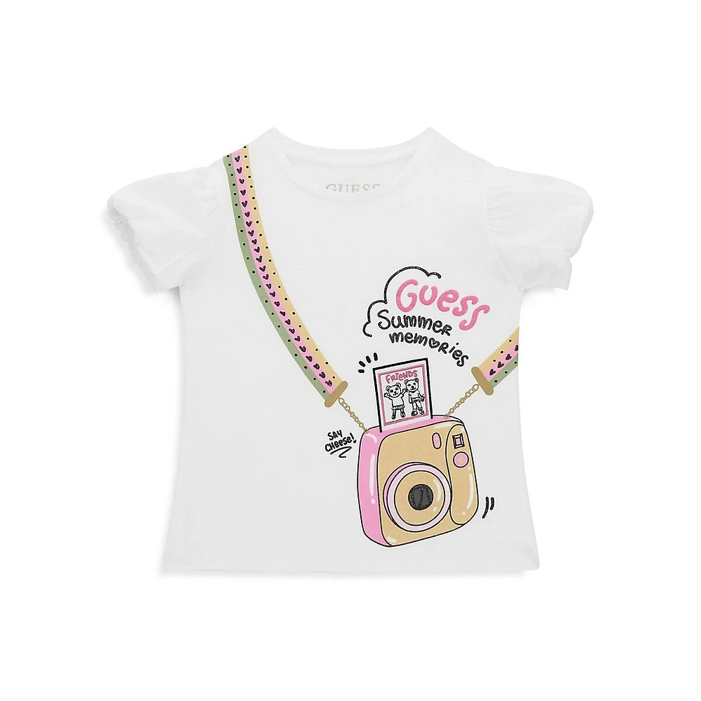 Hudson's Bay Little Girl's Camera-Print Logo T-Shirt