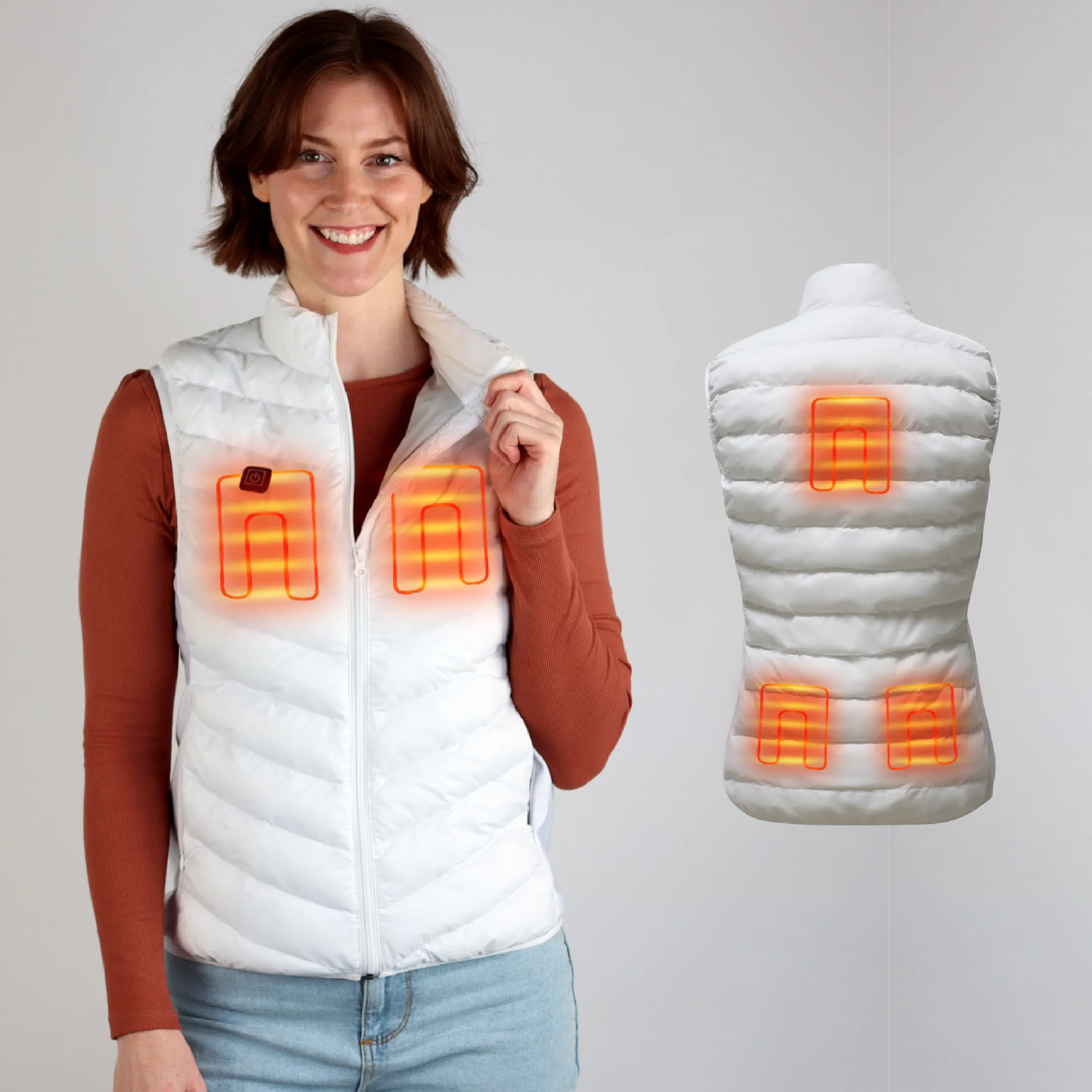 Jackoli Heated Vest - White (Ladies) with 10k Battery