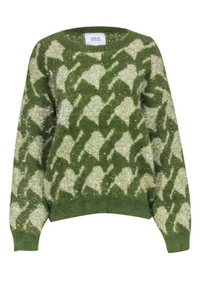 J.O.A. - Green & Gold Metallic Crewneck Sweater