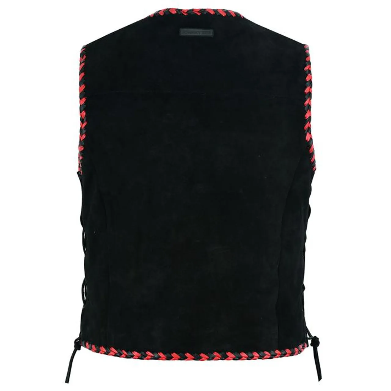 Johnny Reb Springbrook Soft Suede Vest with Black and Red Braided Edges