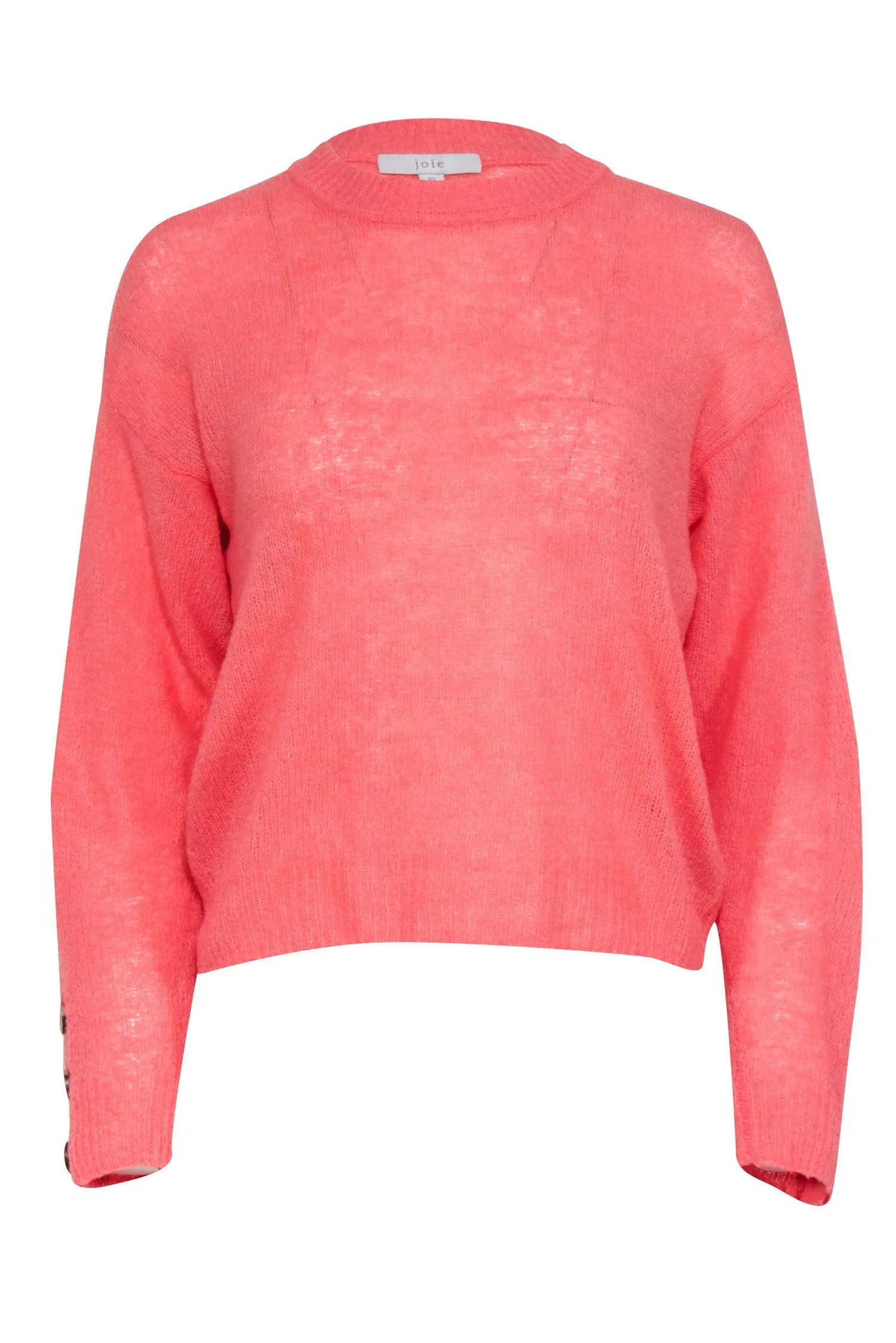 Joie - Coral Wool Blend Sweater w/ Sleeve Button Details Sz XS