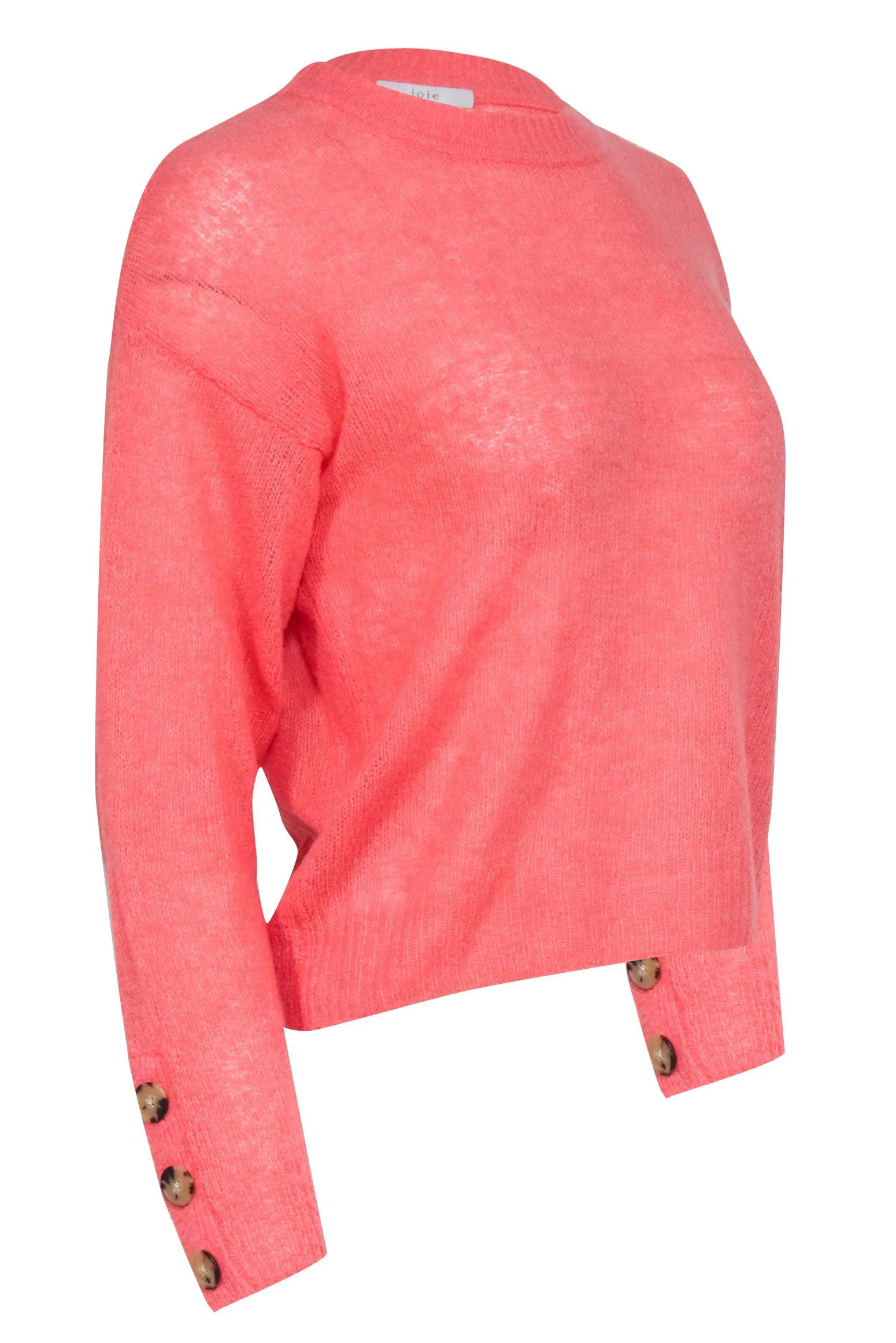 Joie - Coral Wool Blend Sweater w/ Sleeve Button Details Sz XS