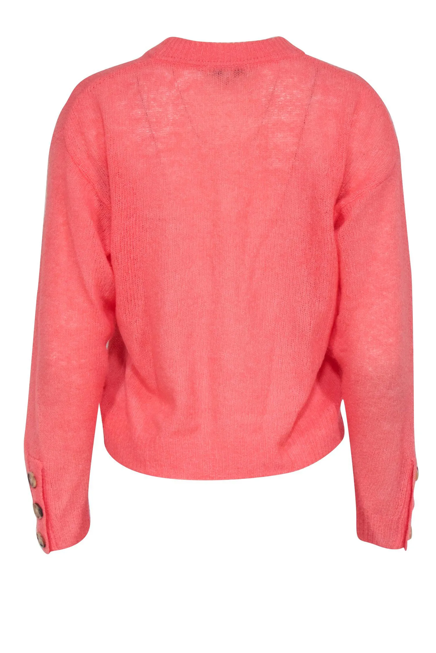 Joie - Coral Wool Blend Sweater w/ Sleeve Button Details Sz XS