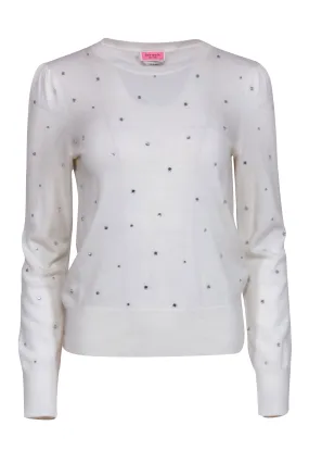 Kate Spade - Cream Crewneck Sweater w/ Scattered Rhinestones Sz S