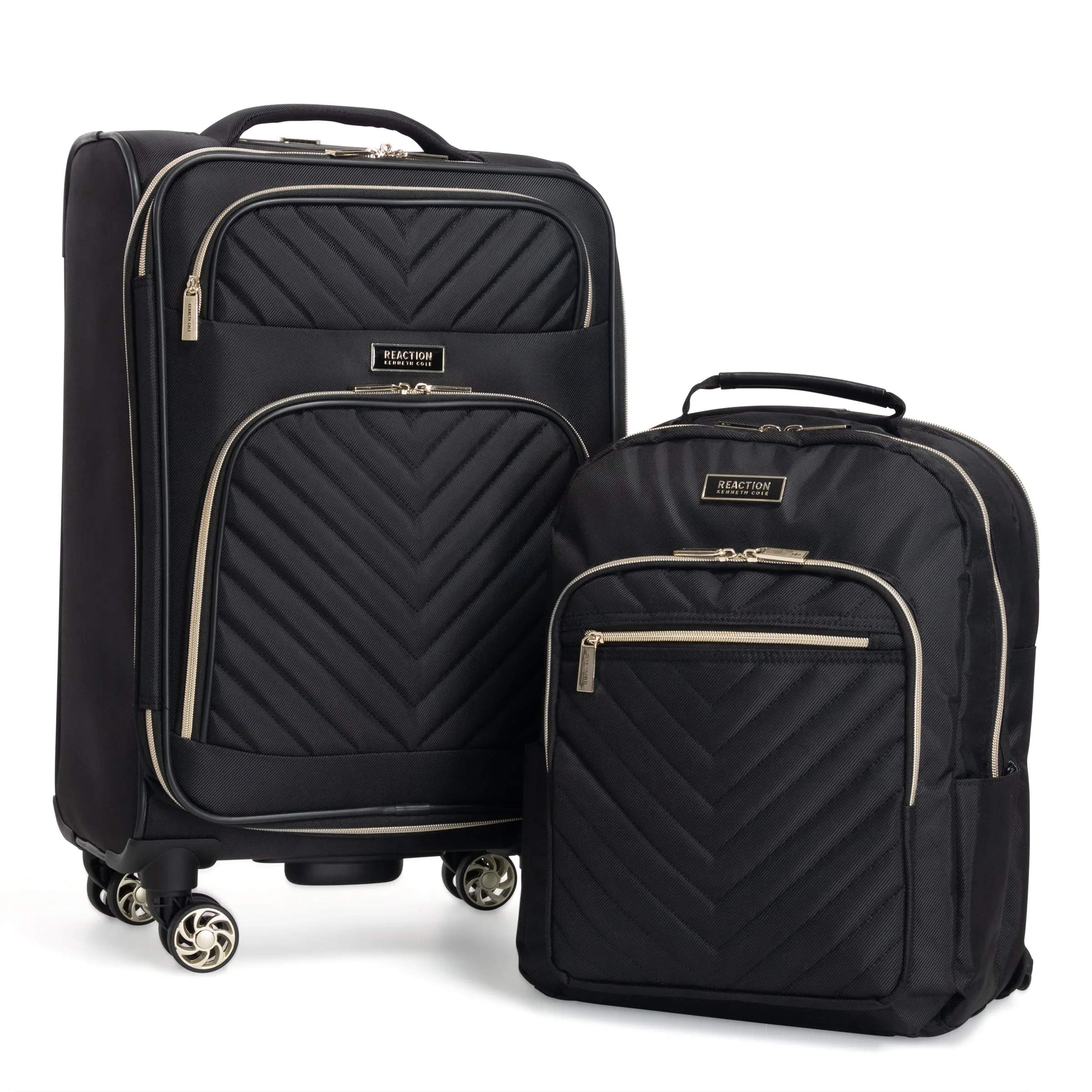 Kenneth Cole Reaction Women's Chelsea Chevron Softside 8-Wheel Expandable Luggage & Chelsea Backpack 2-Piece Bundle (20