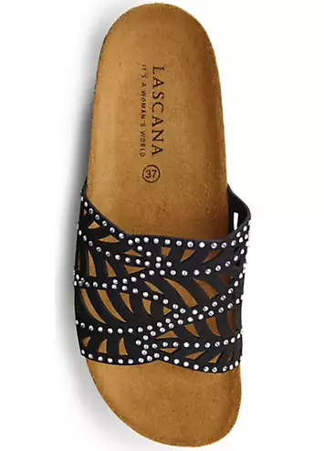 LASCANA Cork Footbed Mules with Rhinestones | Kaleidoscope