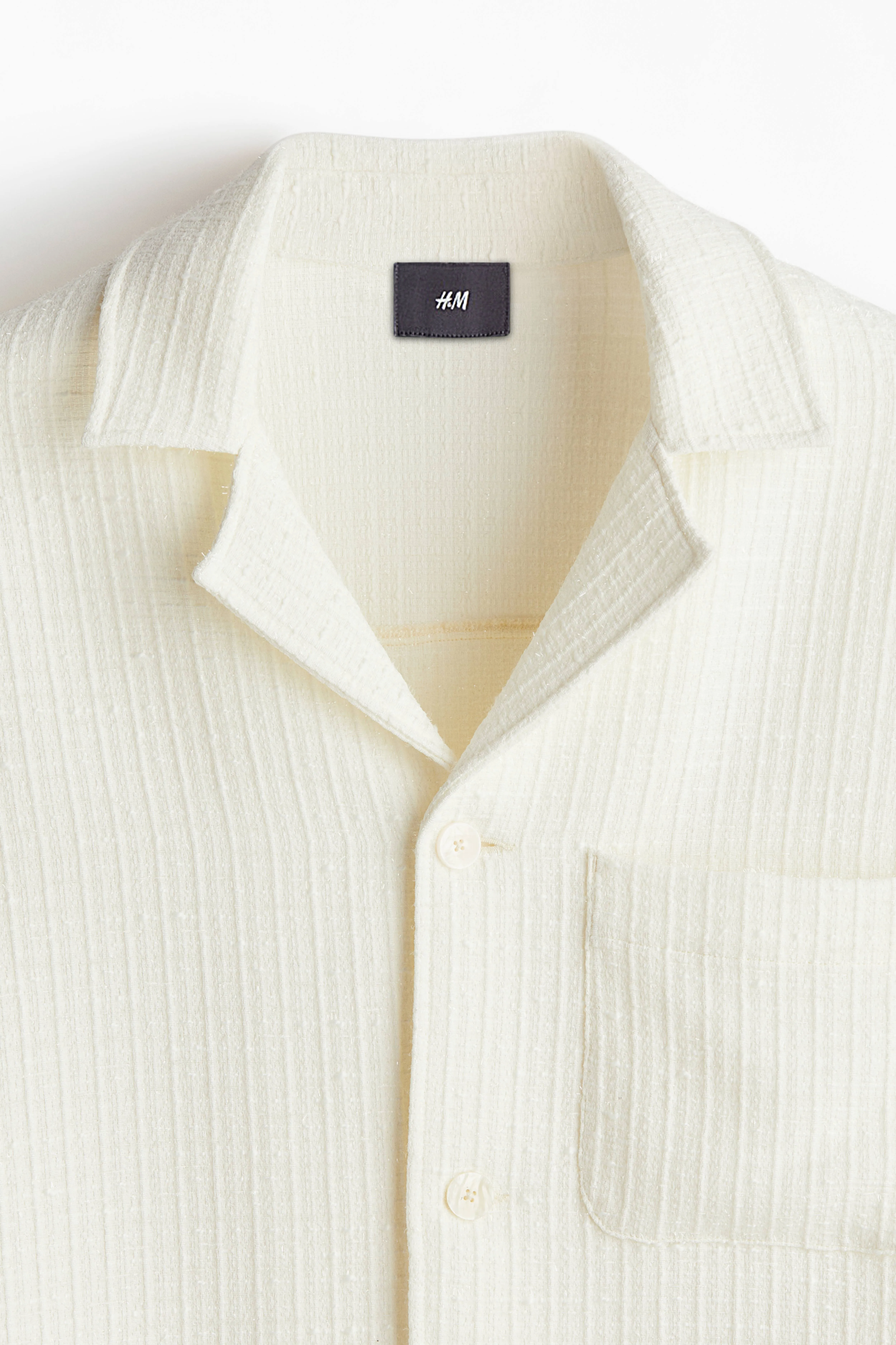 Loose Fit Textured jacket - Long sleeve - Regular length - Cream - Men | H&M GB