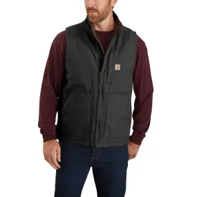 Loose Fit Washed Duck Sherpa-Lined Mock-Neck Vest