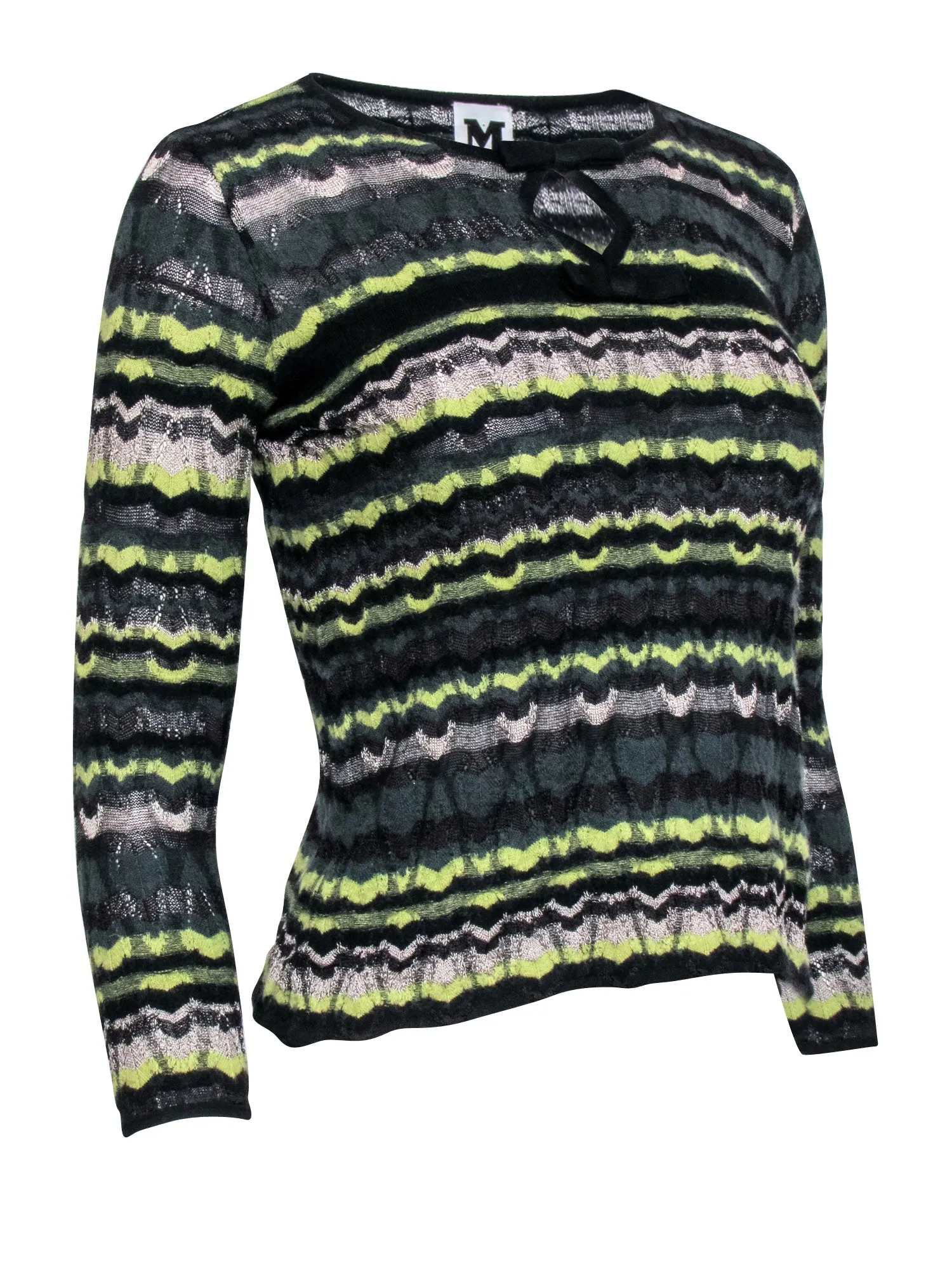 M Missoni - Lime Green & Dark Blue Sweater w/ Bows Sz S