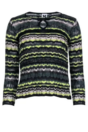 M Missoni - Lime Green & Dark Blue Sweater w/ Bows Sz S