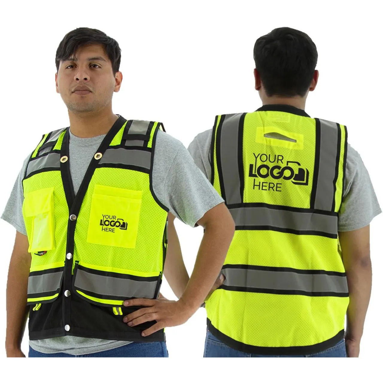 Majestic Class 2 Hi Vis Yellow Heavy Duty Surveyors Vest with Contrasting Trim 75-3237