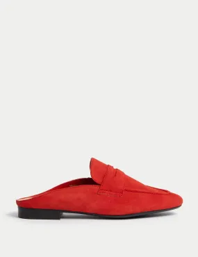 M&S Women's Suede Slip On Flat Mules - 5 - Red, Red,Beige