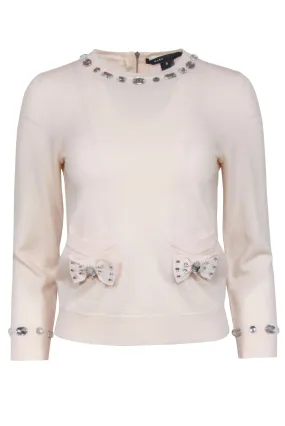 Marc Jacobs - Ivory Wool Jewel Detail Sweater Sz S