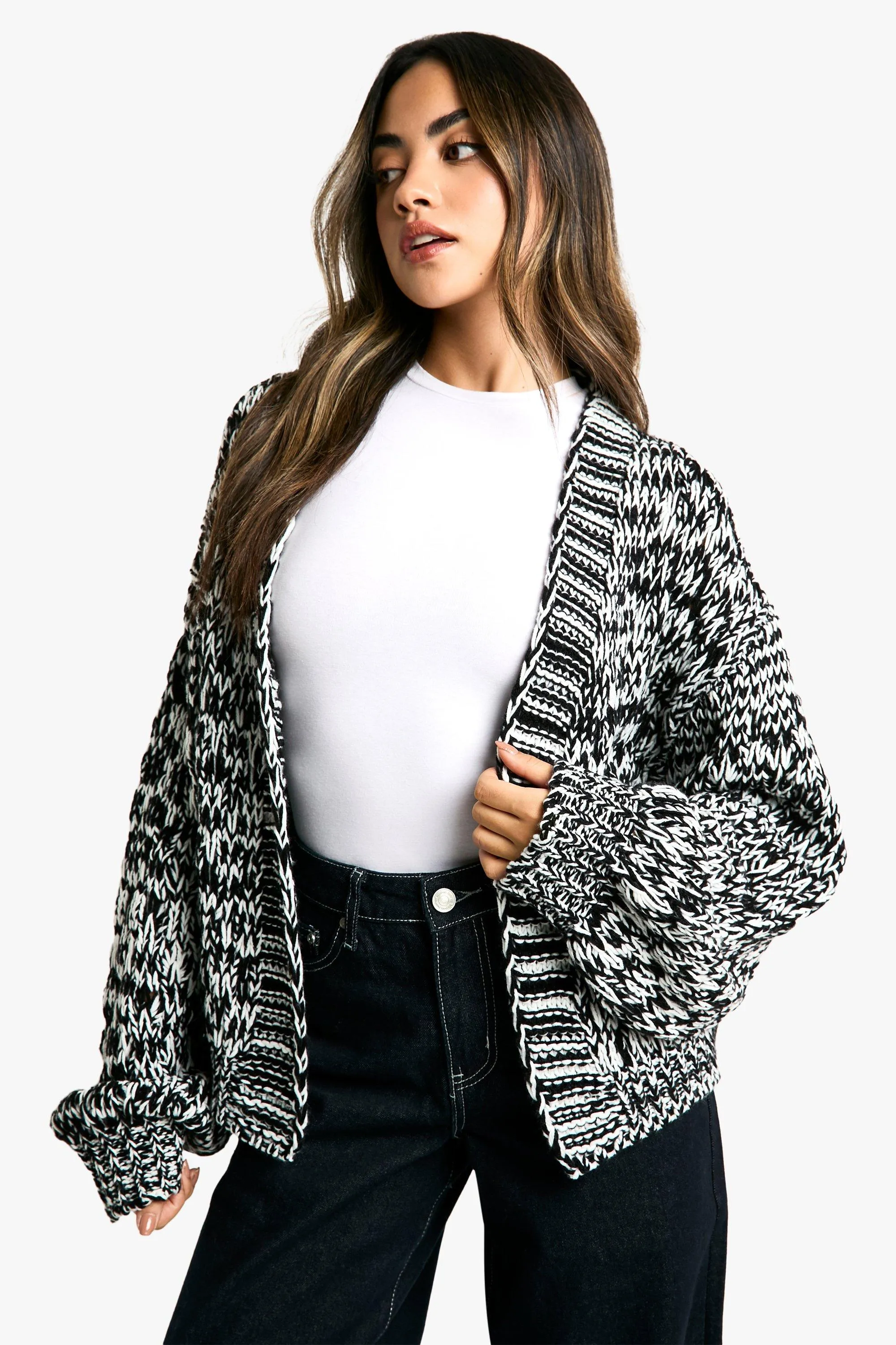 Marl Chunky Knitted Cardigan