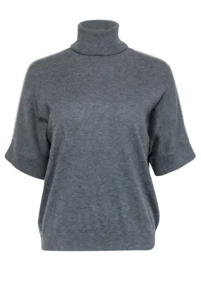 Max Mara - Grey Short Sleeve Turtlneck Sweater Sz S