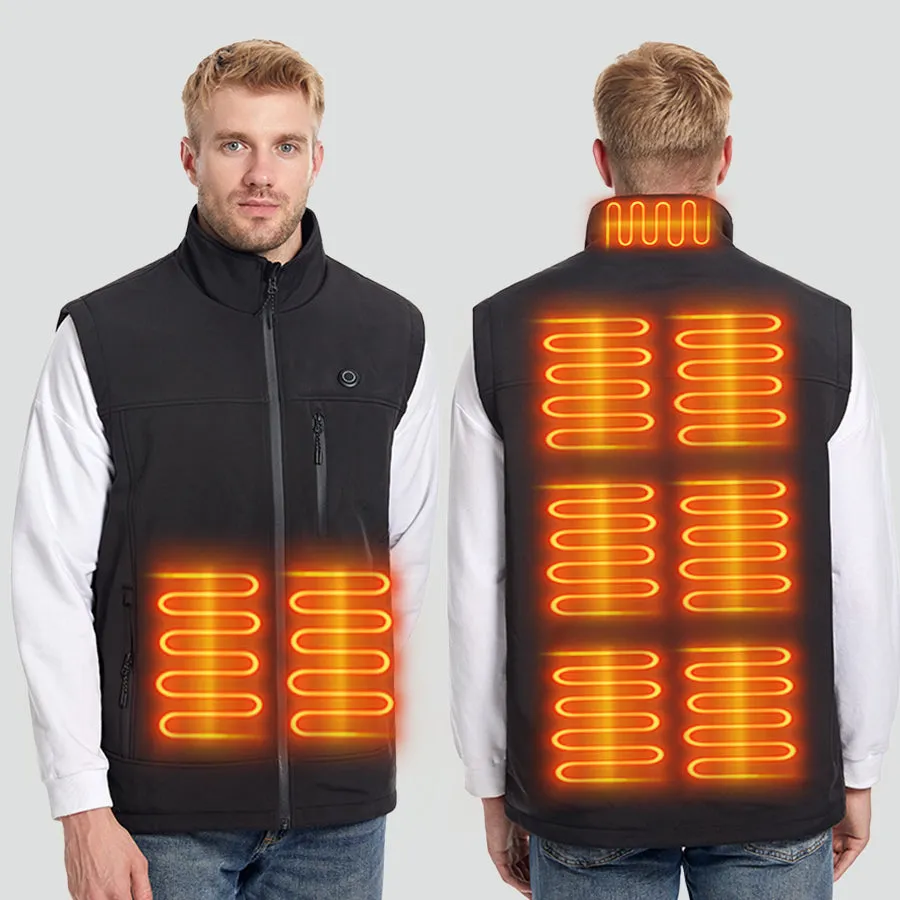 Men's Heated Softshell Vest with 9 Heating Zones(Battery Not Included)