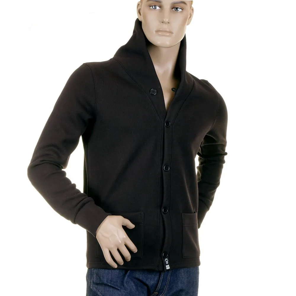 Mens Heavy Gauge Button up Regular Fit Jacket with Black Collar