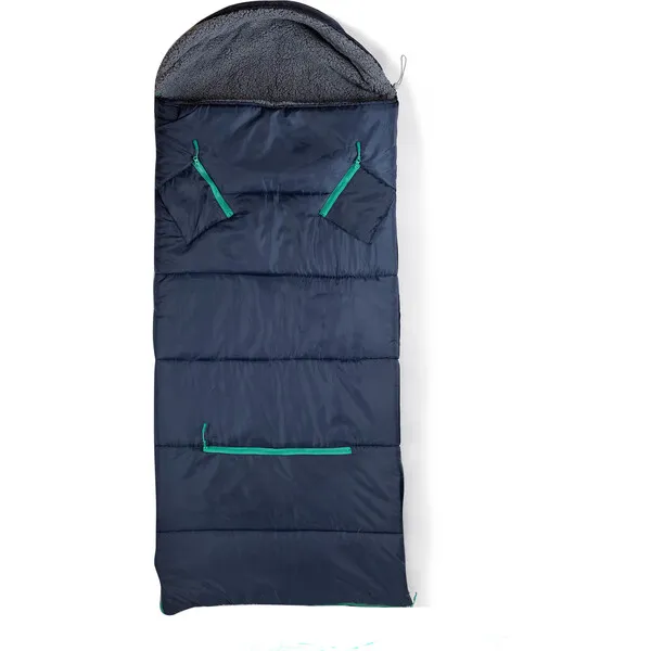 Mimish Sleep 'N' Pack Big Kids Sleeping Bag, Navy/Grey