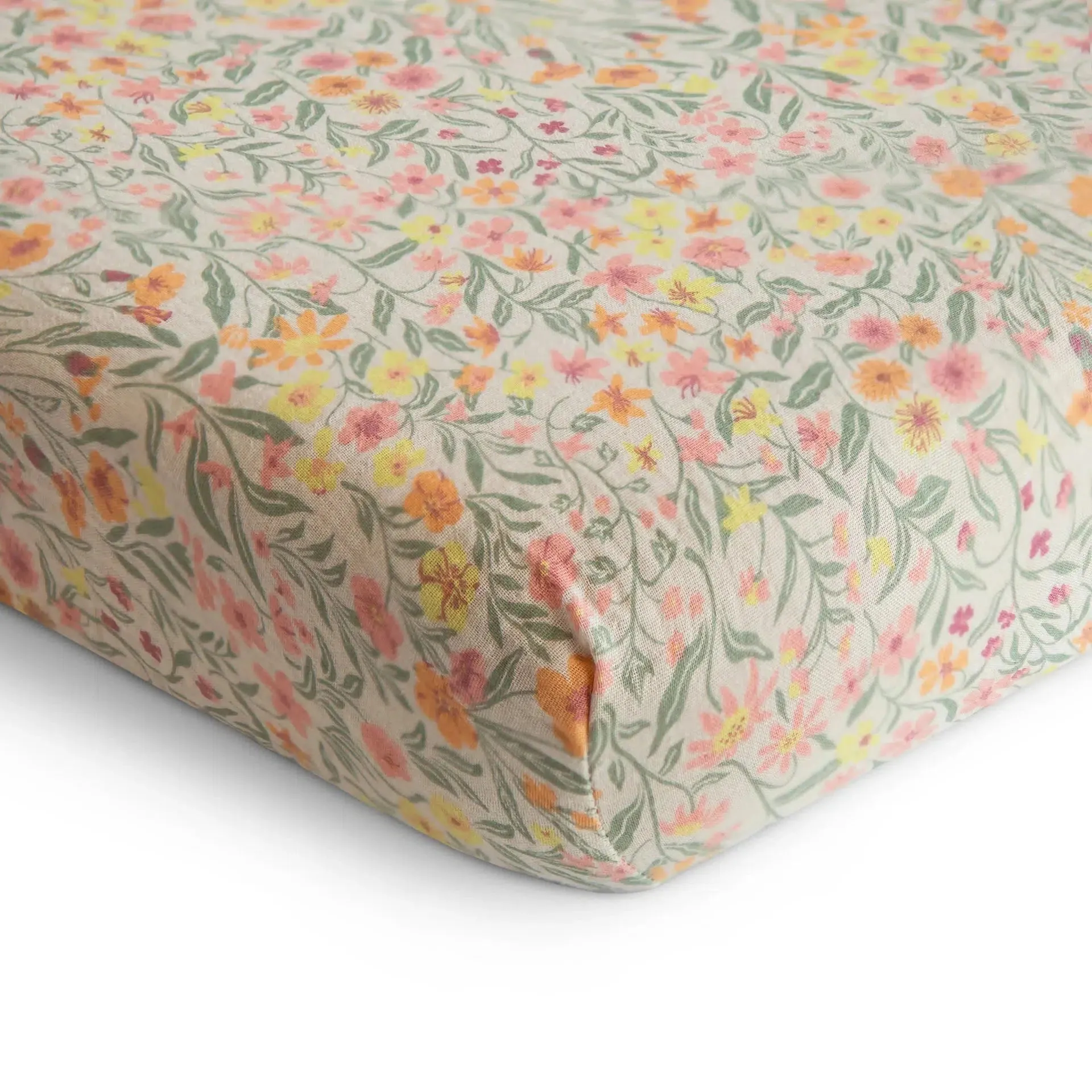 Mushie - Extra Soft Muslin Crib Sheet - Pastel Blooms