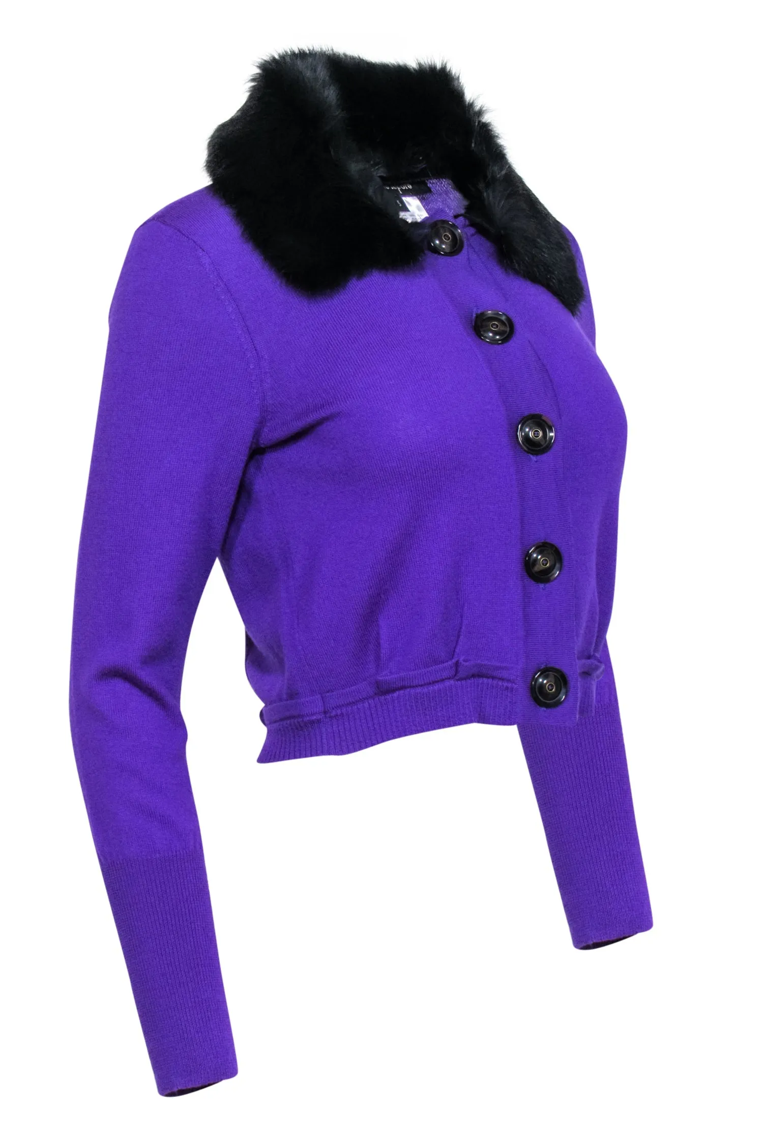 Nanette Lepore - Purple Wool Sweater w/ Fur Collar Sz S