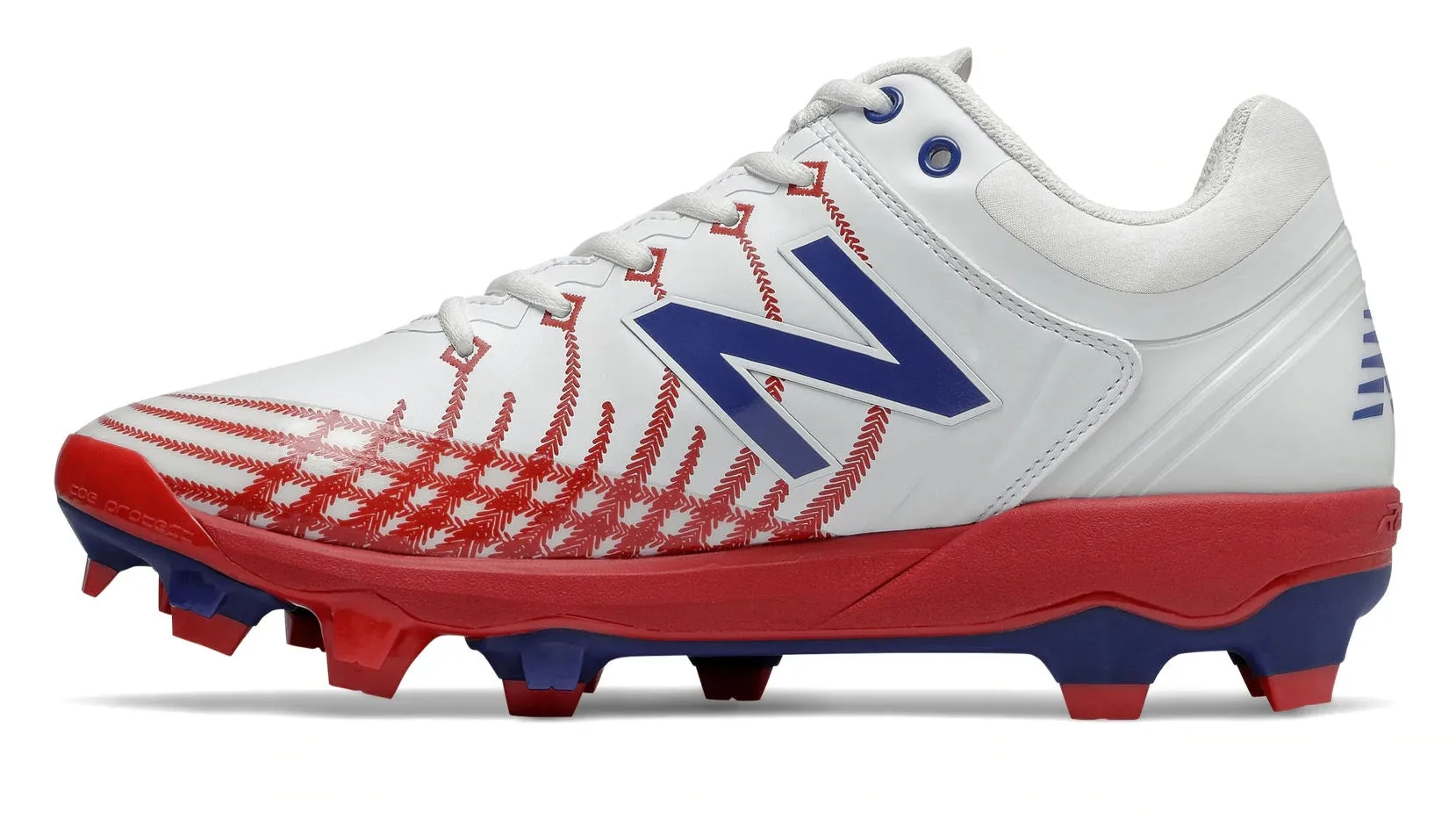 New Balance 4040v5 Adult Molded Cleats - Red/White/Blue (PL4040PR)