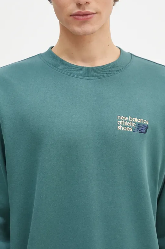 New Balance cotton sweatshirt men's green color smooth MT41547NUS