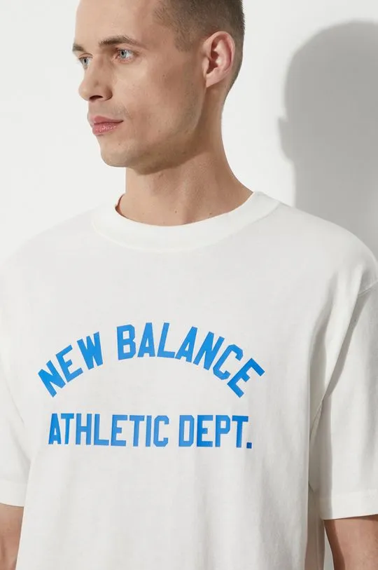 New Balance cotton t-shirt men’s beige color with a print MT41514SST