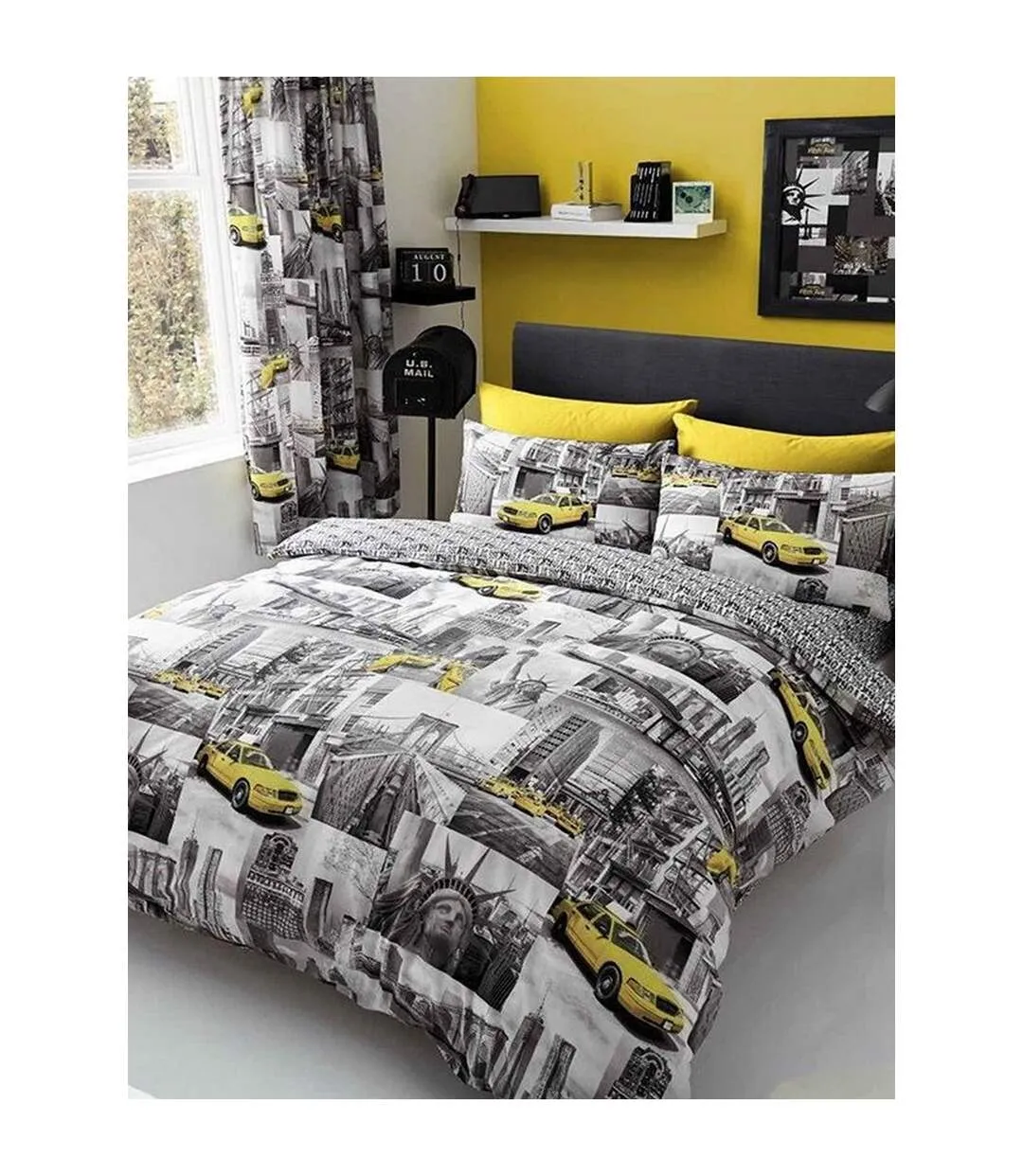 New york duvet cover set grey/yellow/black Generic