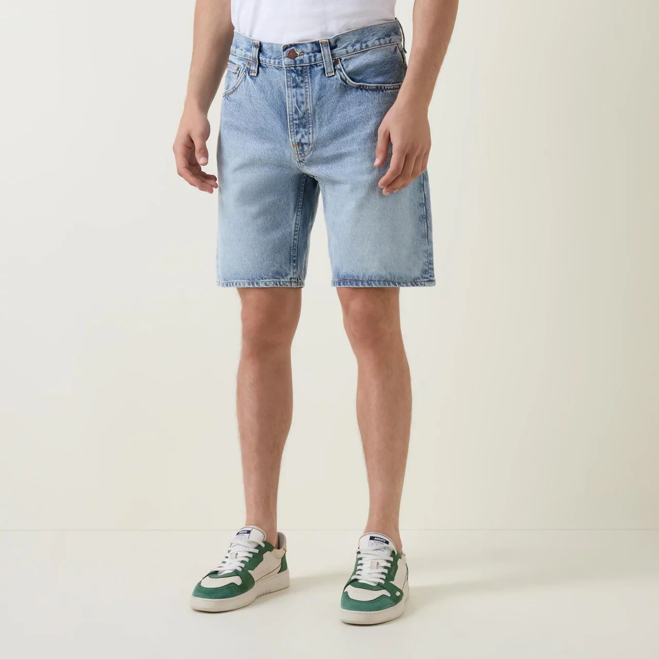 NUDIE JEANS The Sustainable Edit Seth Wide-Leg Denim Shorts - Seasalt