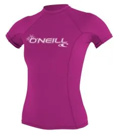 O'Neill Basic Skins Womens Short Sleeve Rash Vest - Fox Pink