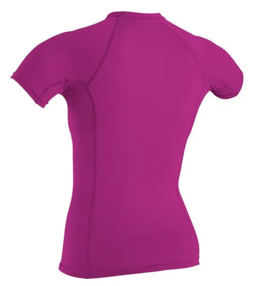 O'Neill Basic Skins Womens Short Sleeve Rash Vest - Fox Pink