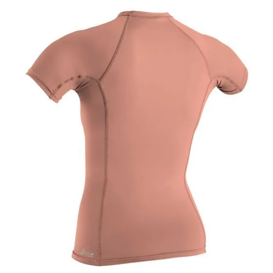 O'Neill Womens Basic Skins Short Sleeve Rash Vest - Light Grapefruit