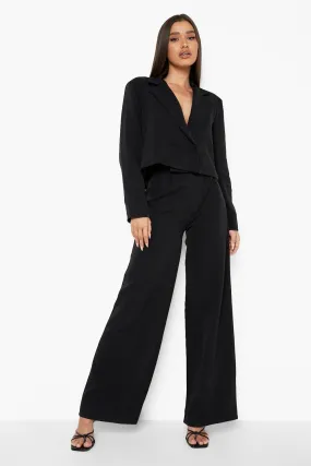 Pleat Front Relaxed Fit Wide Leg Pants