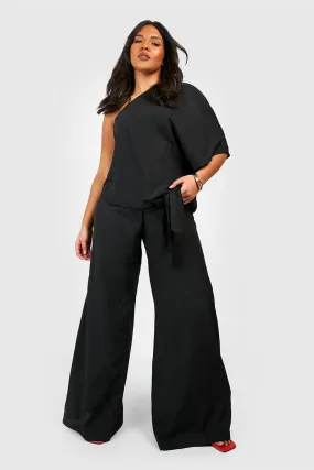 Plus Asymmetric Top & Wide Leg Pants Two-Piece