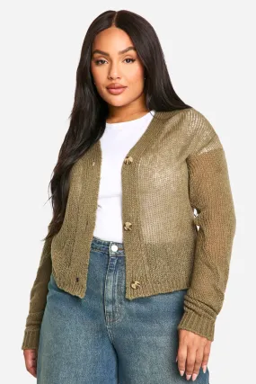 Plus Knitted Cropped Cardigan