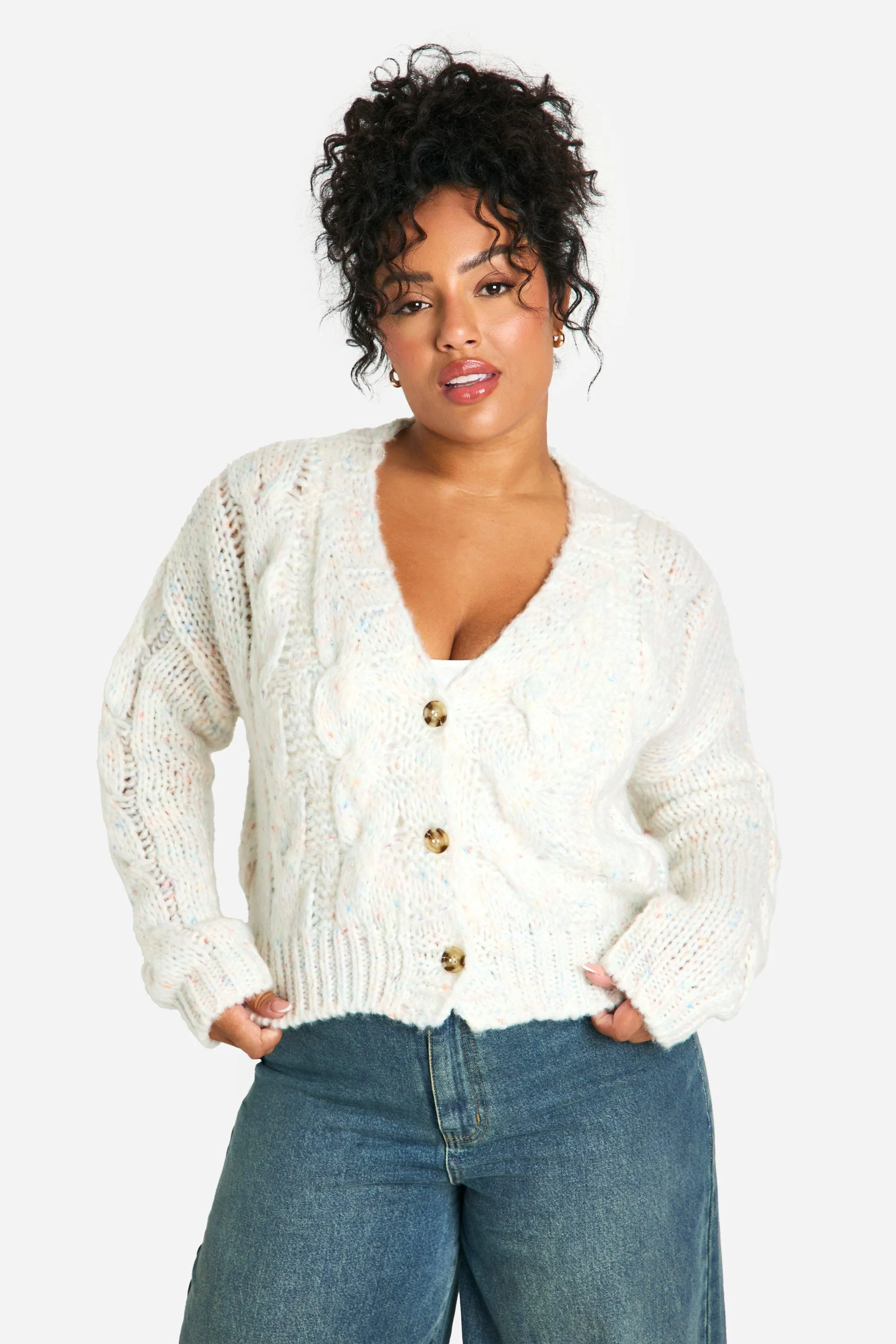 Plus Speckle Knitted Cardigan