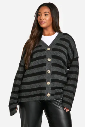 Plus Striped Cardigan