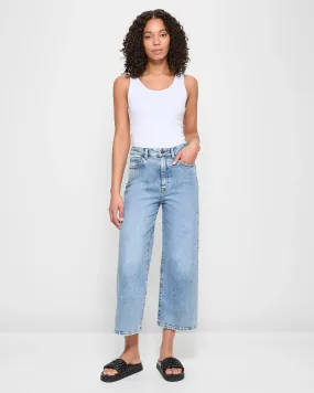 popular  Kelsey Wide Leg High Rise Crop Length Denim Jeans - Daybreak Blue