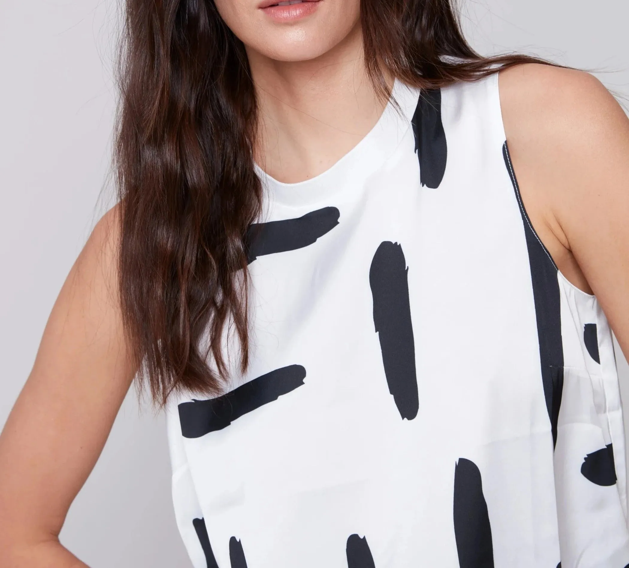 Printed Sleeveless Satin Top