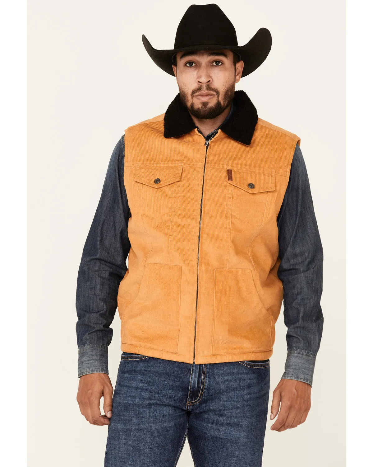 Product Name:  Cinch Men's Gold Sherpa-Lined Corduroy Zip-Front Vest