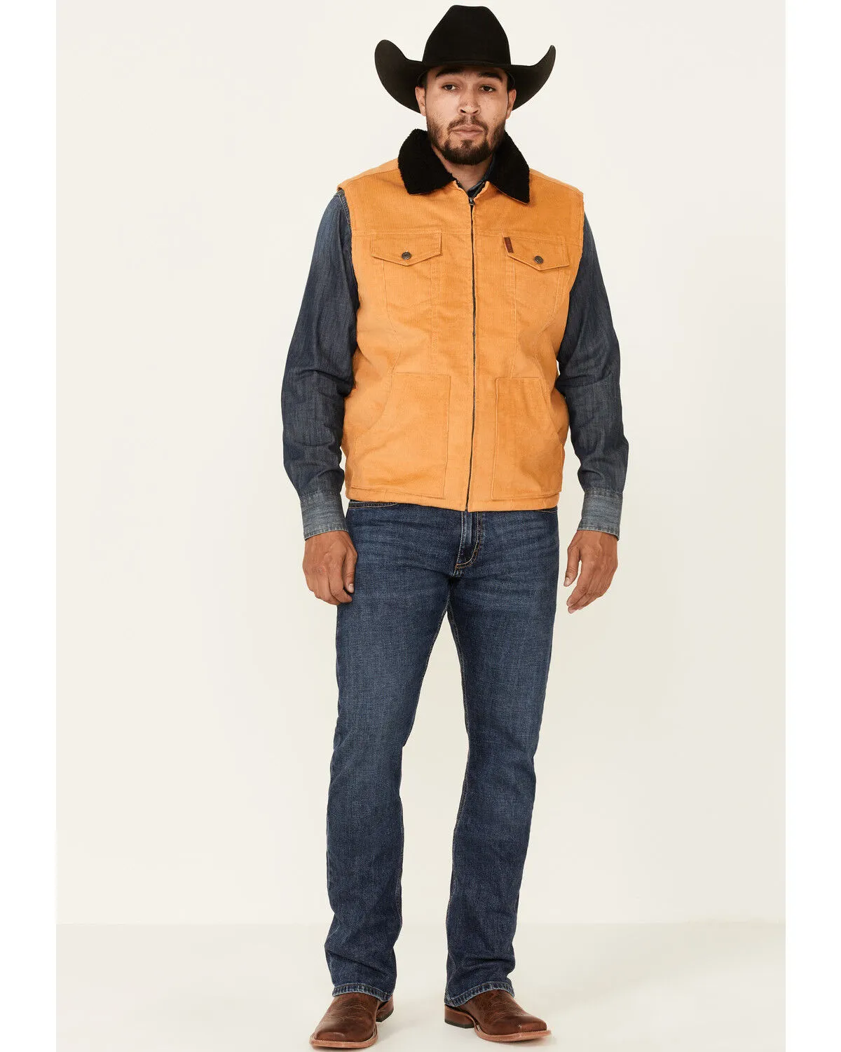 Product Name:  Cinch Men's Gold Sherpa-Lined Corduroy Zip-Front Vest